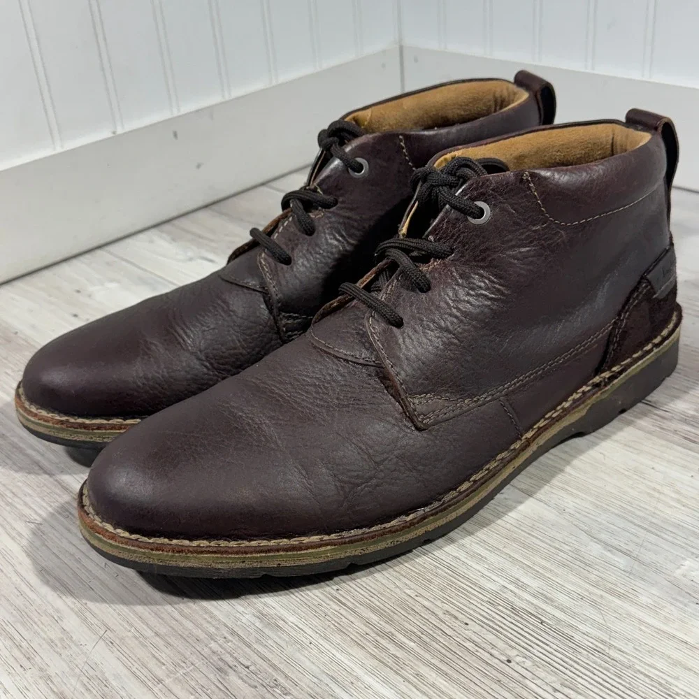 Clarks Men's Edgewick Mid Low Brown Leather Chukka Boots Size 12 M EUC